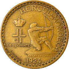 Coin, Monaco, Louis II, 2 Francs, 1924, Poissy, VF(30-35), Aluminum-Bronze