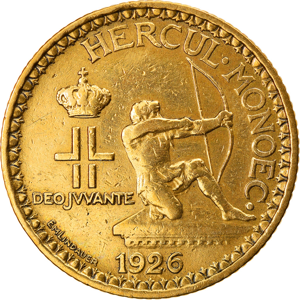 Moneta, Monaco, Louis II, 2 Francs, 1926, Poissy, MB+, Alluminio-bronzo, KM:115