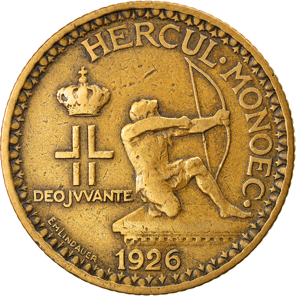 Moneta, Monaco, Louis II, 2 Francs, 1926, Poissy, MB+, Alluminio-bronzo, KM:115