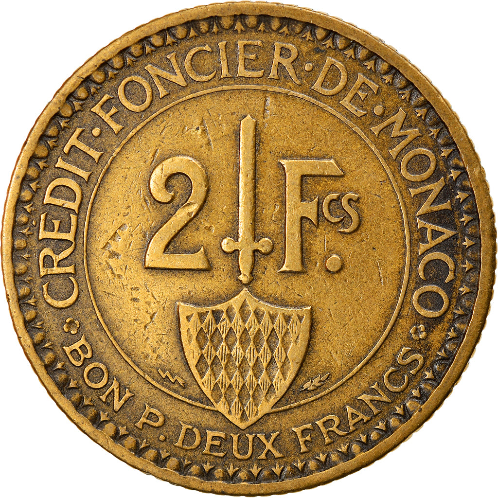 Moneta, Monaco, Louis II, 2 Francs, 1926, Poissy, MB+, Alluminio-bronzo, KM:115