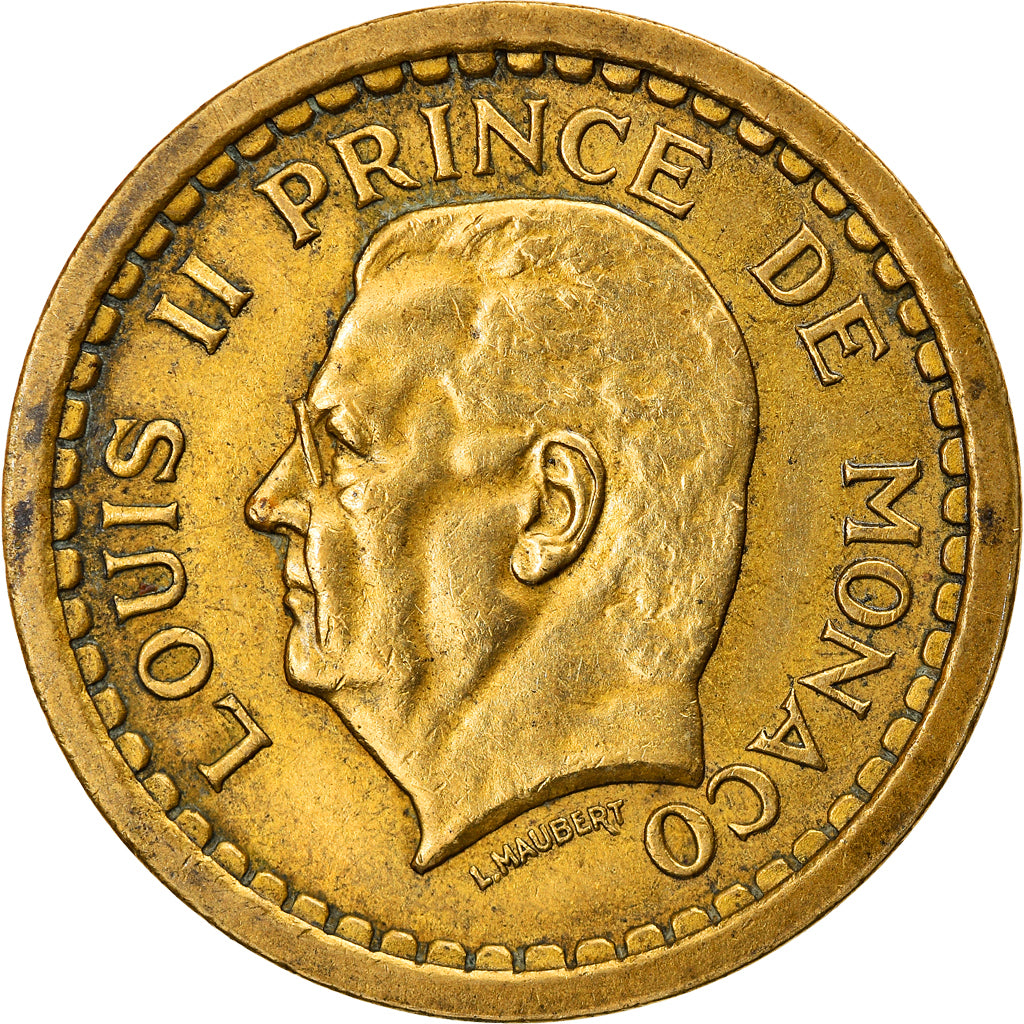 Monnaie, Monaco, Louis II, 2 Francs, undated (1945), TTB+, Aluminum-Bronze