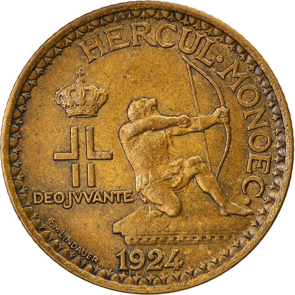 Monnaie, Monaco, Louis II, Franc, 1924, Poissy, TTB, Aluminum-Bronze