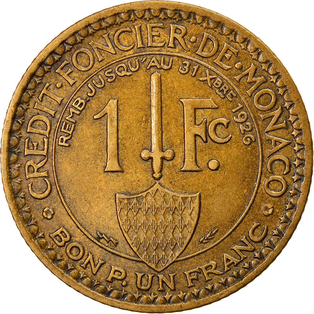 Monnaie, Monaco, Louis II, Franc, 1924, Poissy, TTB, Aluminum-Bronze
