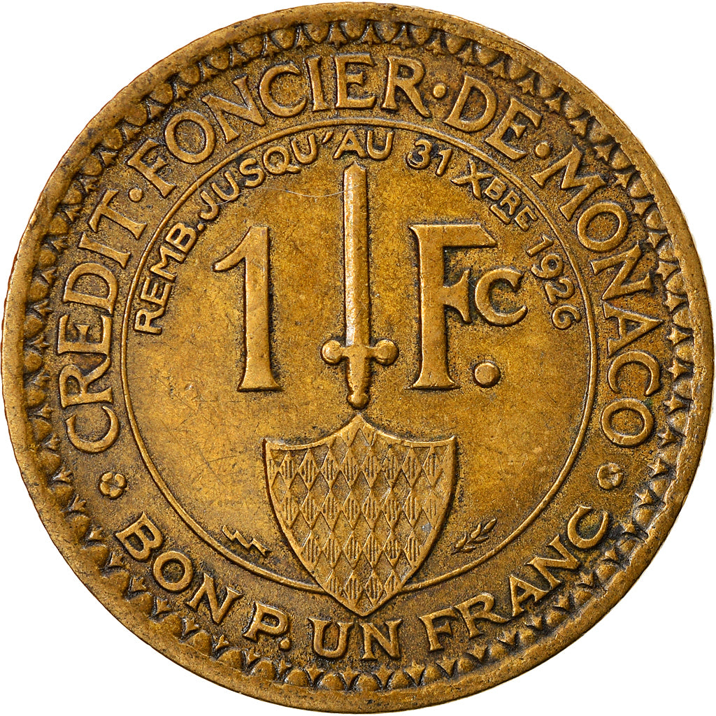 Monnaie, Monaco, Louis II, Franc, 1924, Poissy, TB+, Aluminum-Bronze