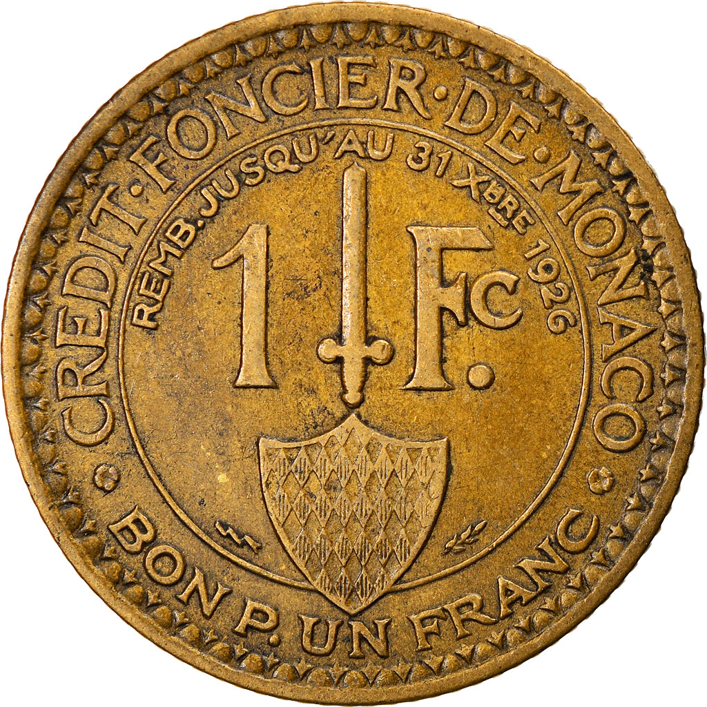 Münze, Monaco, Louis II, Franc, 1924, Poissy, SS, Aluminum-Bronze, KM:111