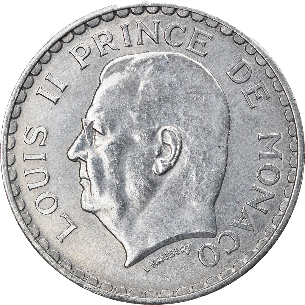 Moneta, Monaco, Louis II, 5 Francs, 1945, Paris, AU(55-58), Aluminium, KM:122