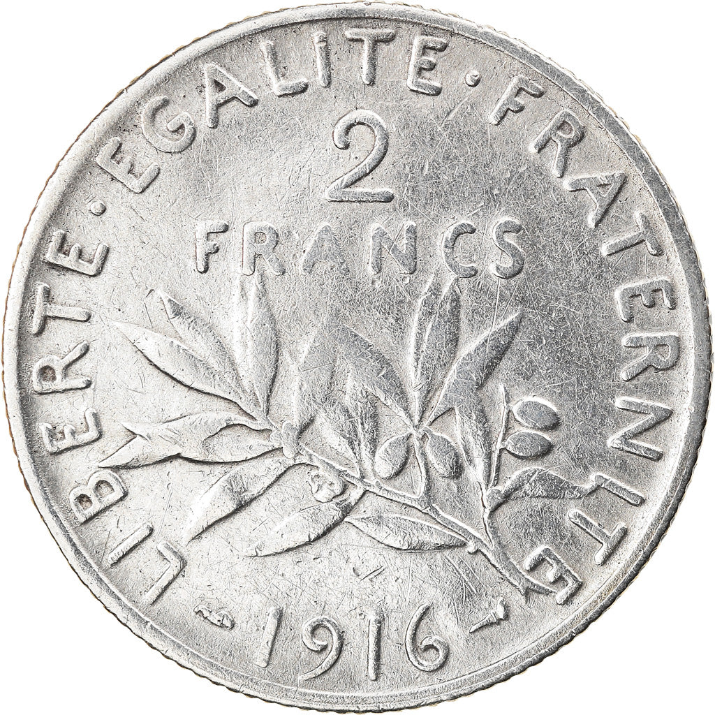 Moneta, Francja, Semeuse, 2 Francs, 1916, Paris, VF(30-35), Srebro, KM:845.1