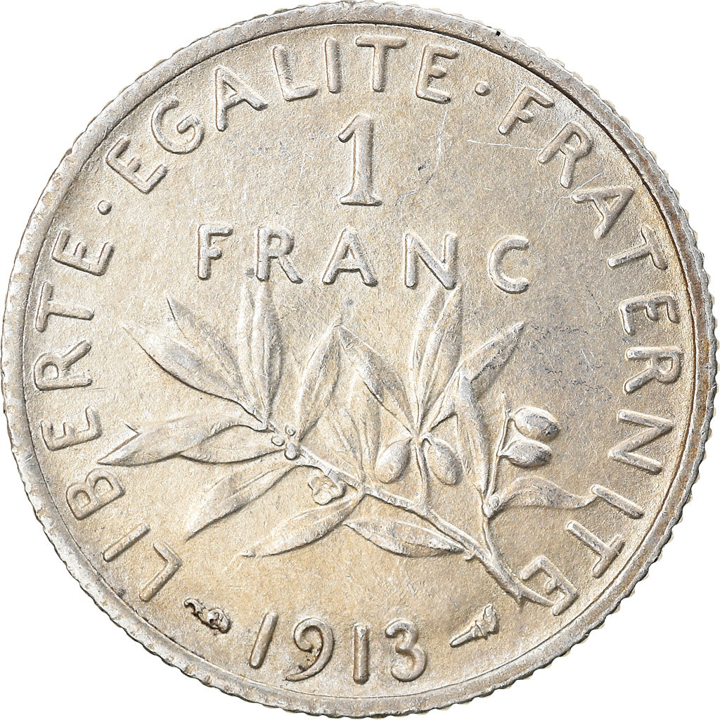 Coin, France, Semeuse, Franc, 1913, Paris, EF(40-45), Silver, KM:844.1