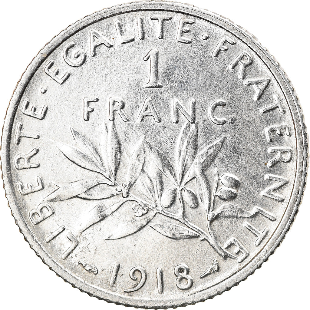Coin, France, Semeuse, Franc, 1918, Paris, AU(50-53), Silver, KM:844.1