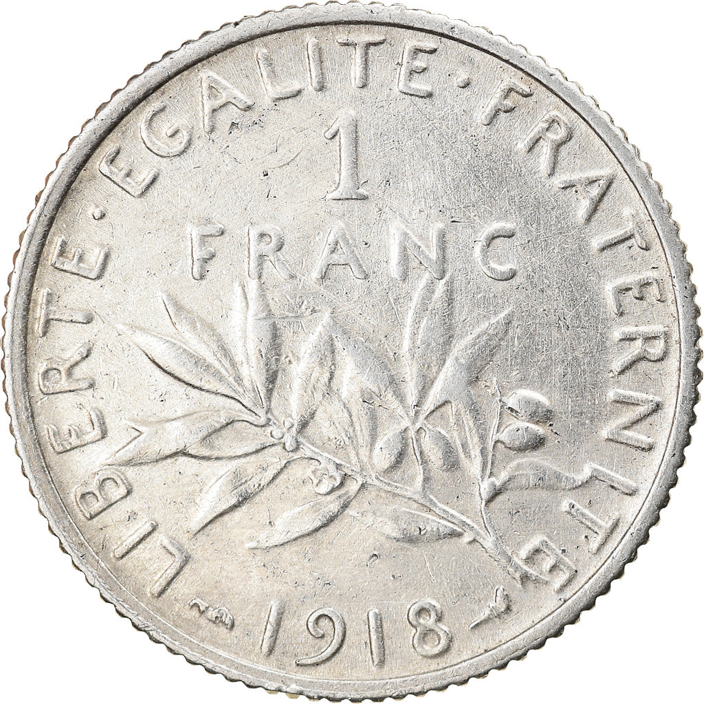 Monnaie, France, Semeuse, Franc, 1918, Paris, TB+, Argent, Gadoury:467, KM:844.1