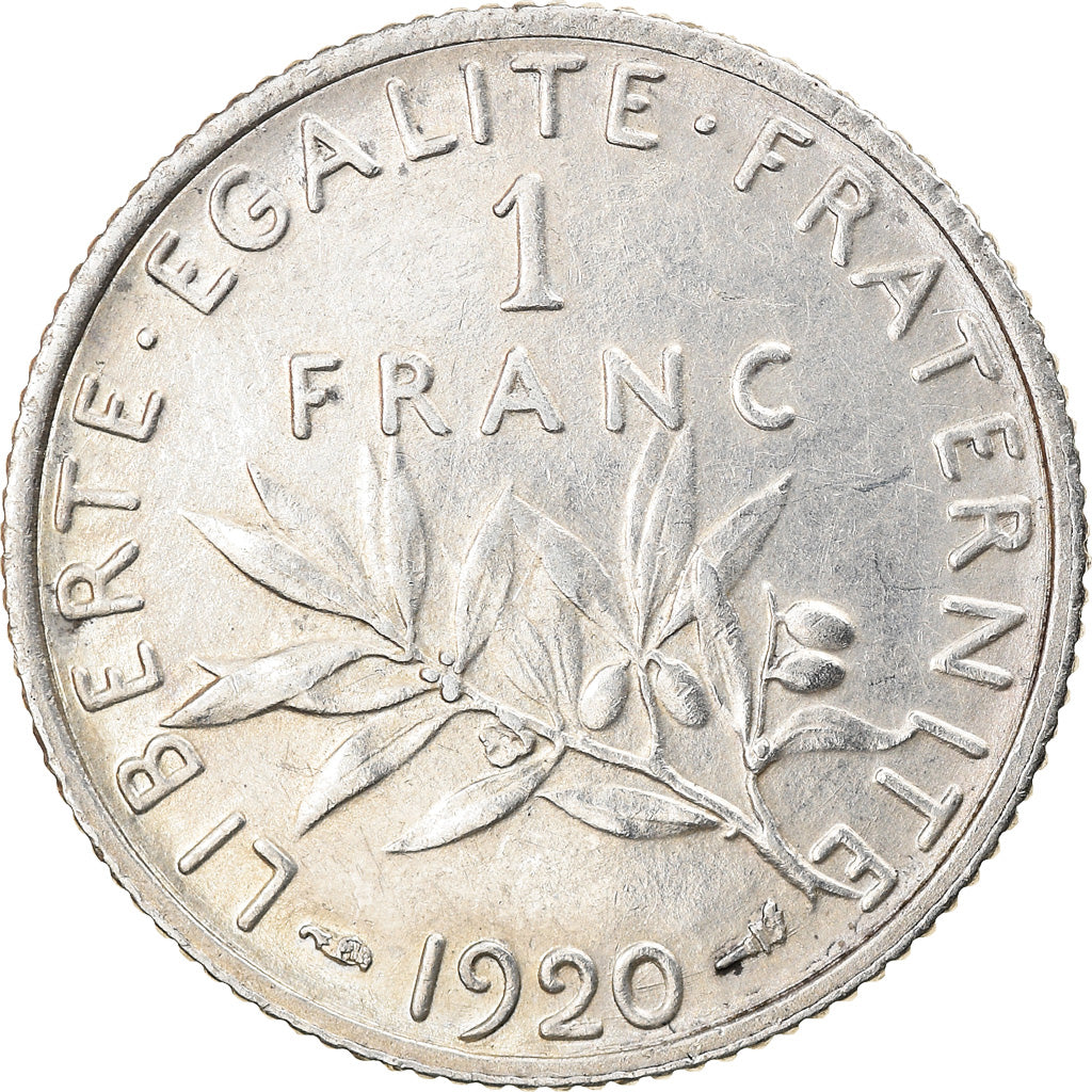 Coin, France, Semeuse, Franc, 1920, Paris, AU(50-53), Silver, KM:844.1