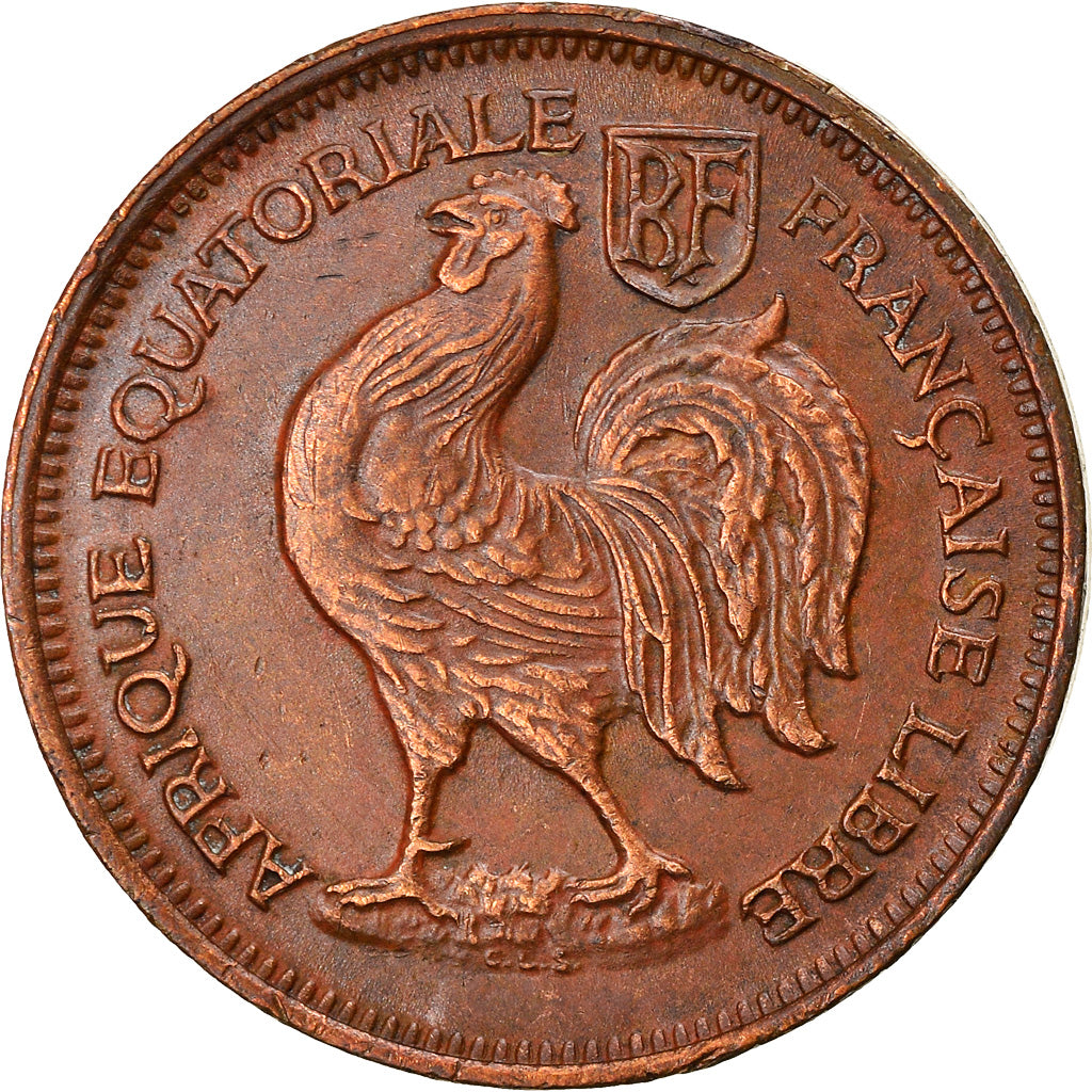 Coin, French Equatorial Africa, 50 Centimes, 1943, Pretoria, AU(55-58), Bronze