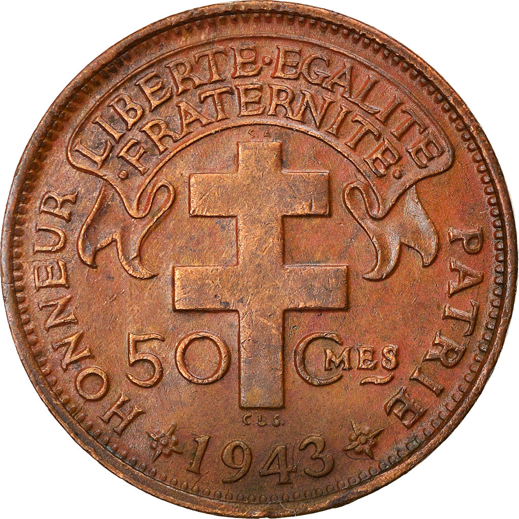 Moeda, África Equatorial Francesa, 50 Centimes, 1943, Pretoria, AU(50-53)