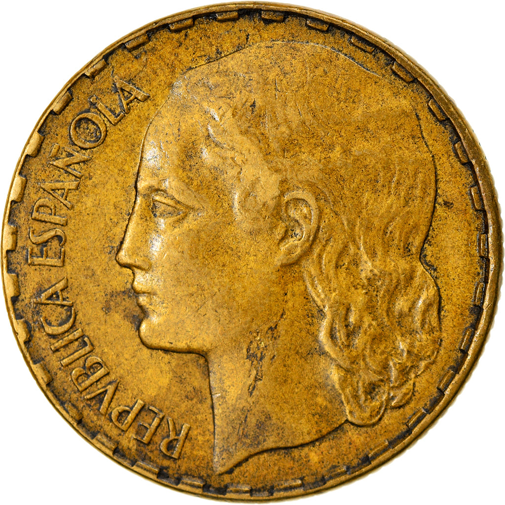 Coin, Spain, Peseta, 1937, Madrid, EF(40-45), Brass, KM:755