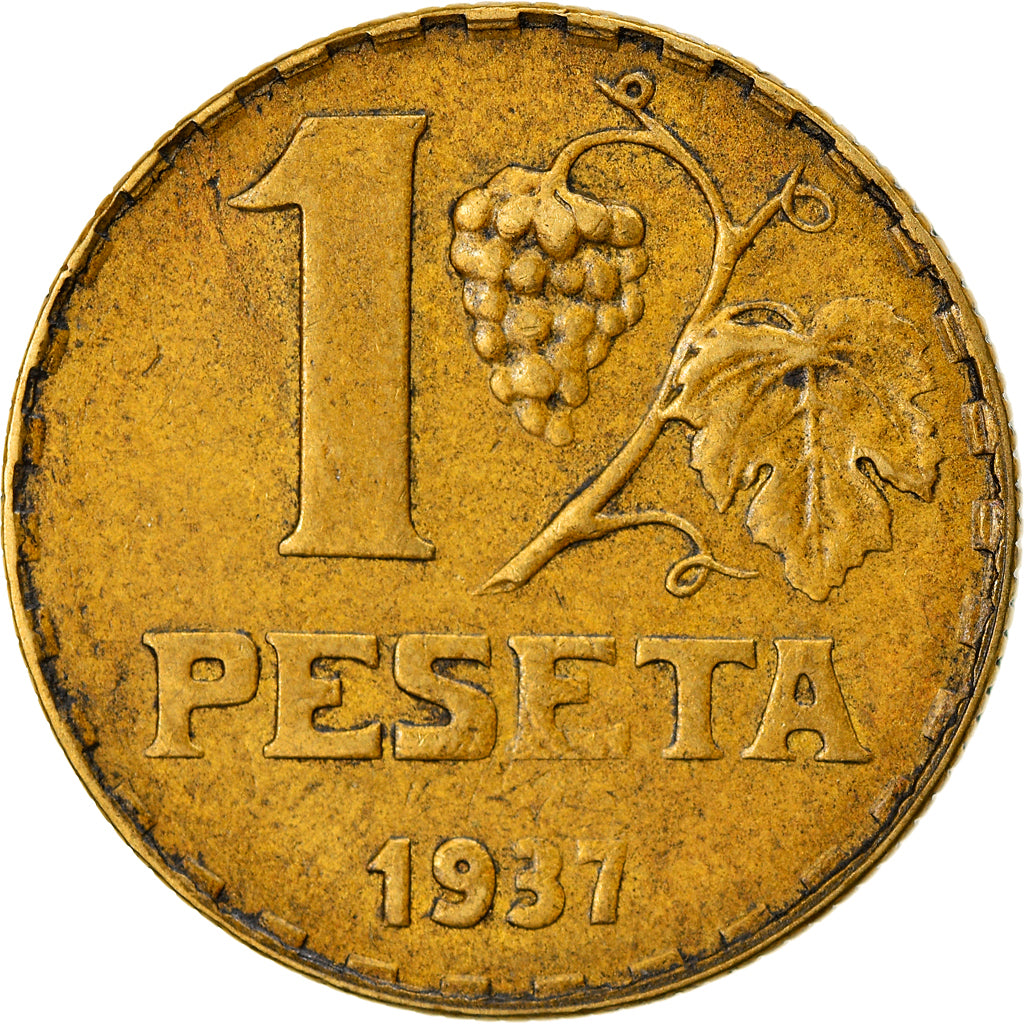 Coin, Spain, Peseta, 1937, Madrid, EF(40-45), Brass, KM:755