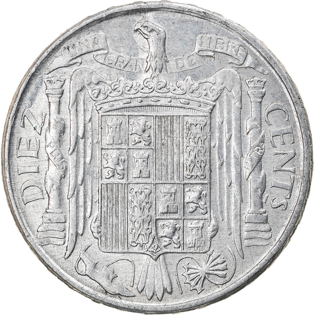 Coin, Spain, 10 Centimos, 1953, AU(55-58), Aluminum, KM:766