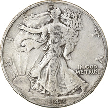 Coin, United States, Walking Liberty Half Dollar, Half Dollar, 1942, U.S. Mint