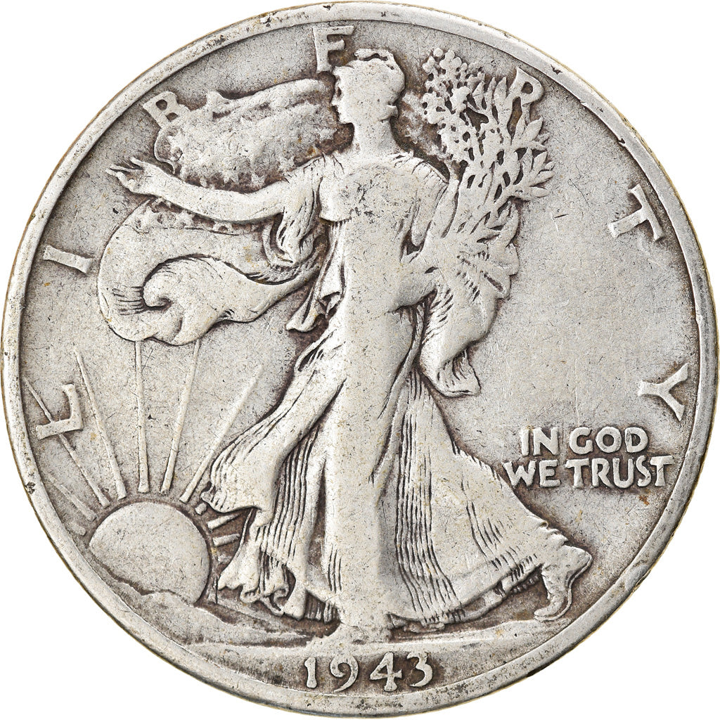 Coin, United States, Walking Liberty Half Dollar, Half Dollar, 1943, U.S. Mint