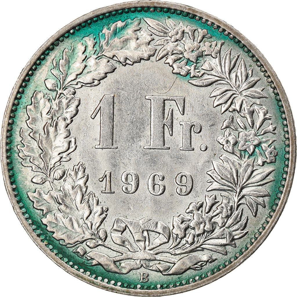 Coin, Switzerland, Franc, 1969, Bern, AU(50-53), Copper-nickel, KM:24a.1