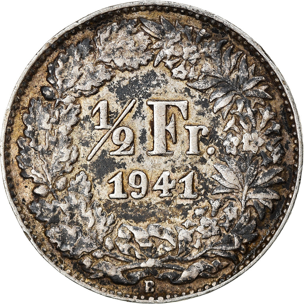 Coin, Switzerland, 1/2 Franc, 1941, Bern, VF(30-35), Silver, KM:23
