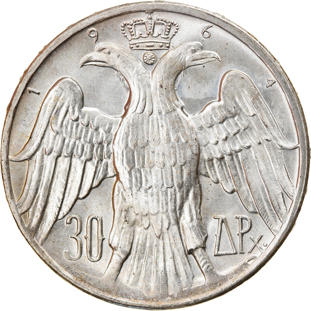 Coin, Greece, Constantine II, 30 Drachmai, 1964, Kongsberg, AU(55-58), Silver