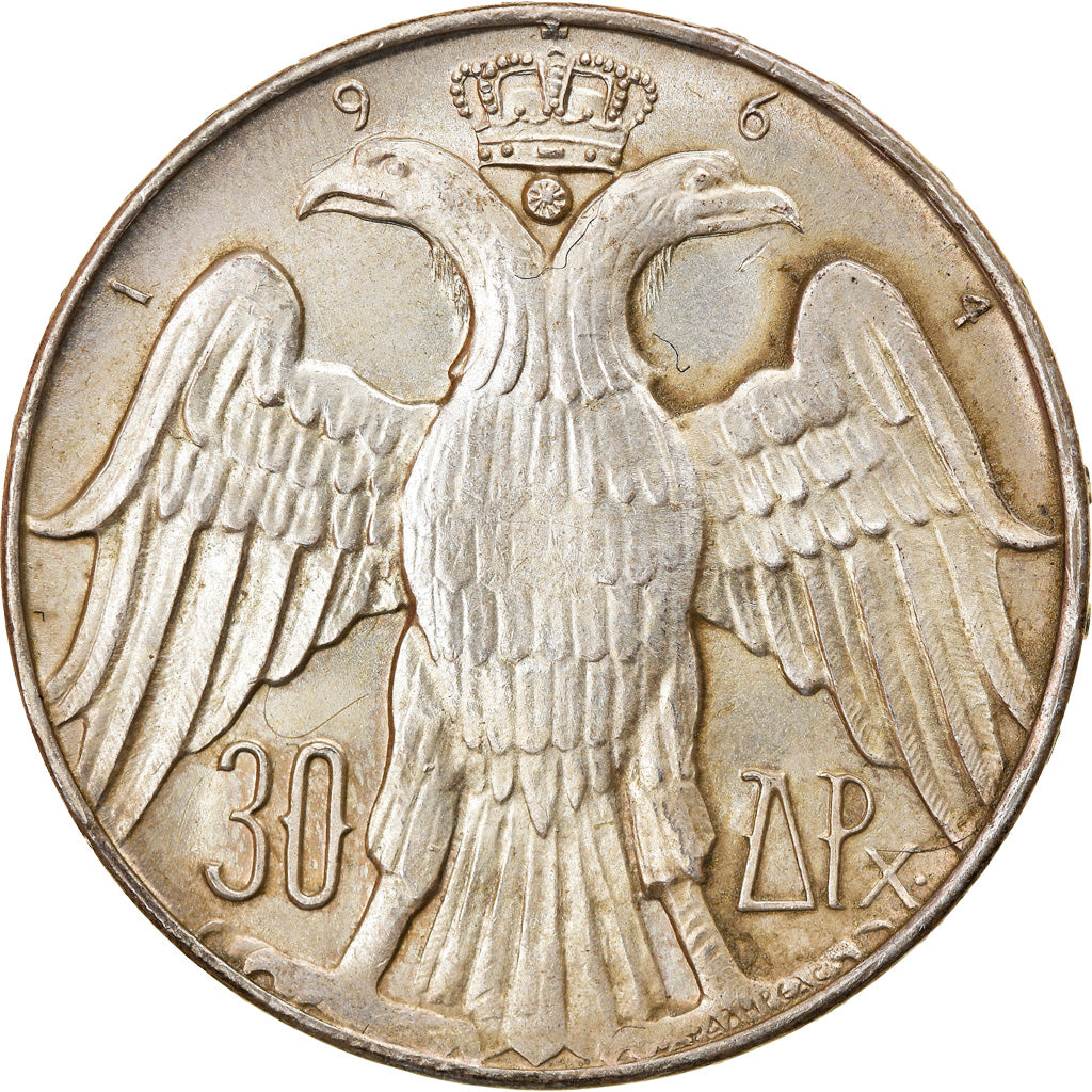 Moneta, Grecia, Constantine II, 30 Drachmai, 1964, Kongsberg, SPL-, Argento
