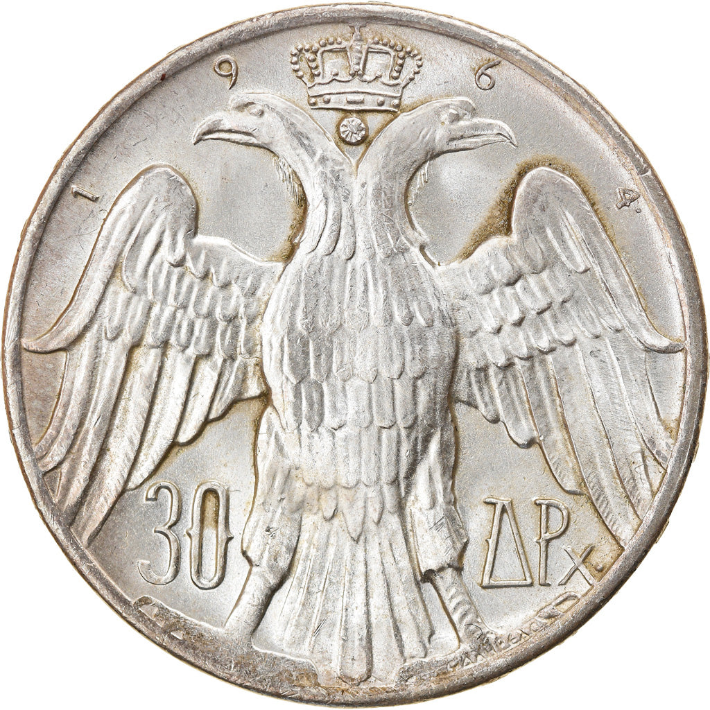 Moneta, Grecia, Constantine II, 30 Drachmai, 1964, Kongsberg, SPL-, Argento