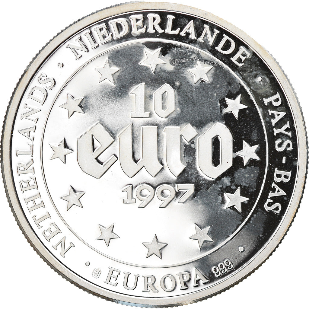 Pays-Bas, Jeton, 10 Euro Europa, Politics, Society, War, 1997, FDC, Argent