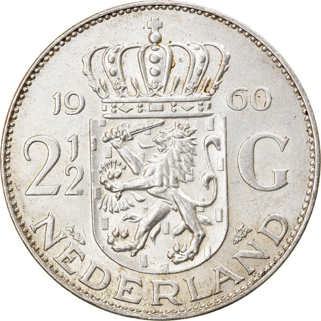 Monnaie, Pays-Bas, Juliana, 2-1/2 Gulden, 1960, TTB+, Argent, KM:185