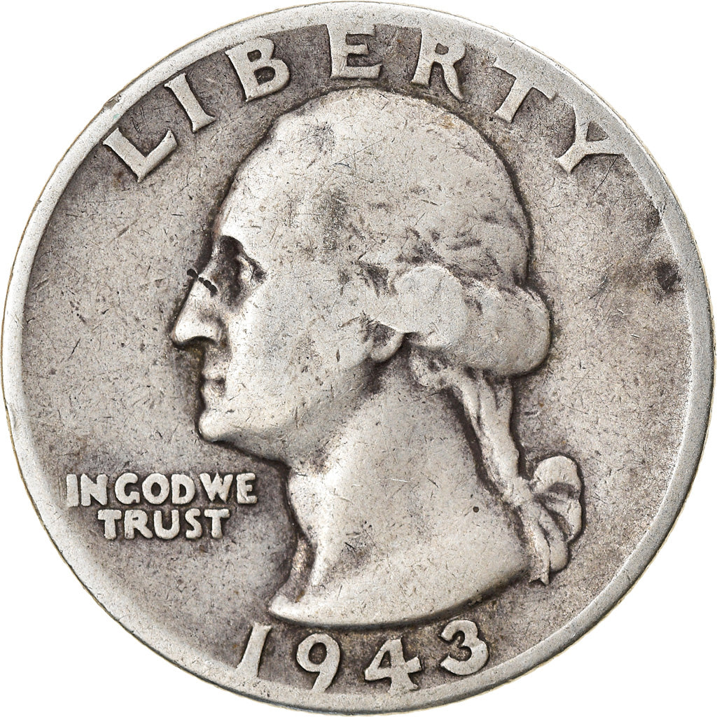 Coin, United States, Washington Quarter, Quarter, 1943, U.S. Mint, Denver