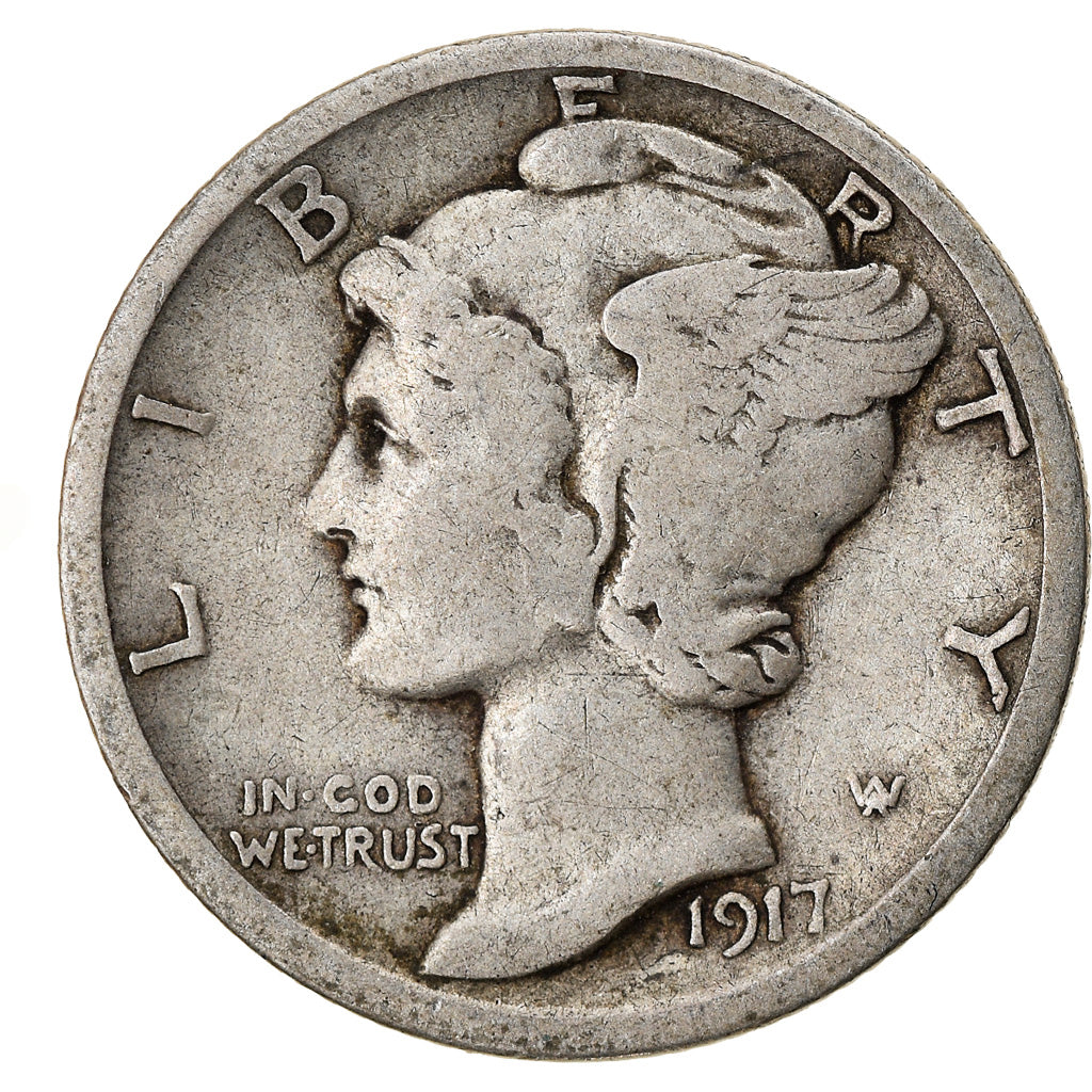 Monnaie, États-Unis, Mercury Dime, Dime, 1917, U.S. Mint, San Francisco, TB