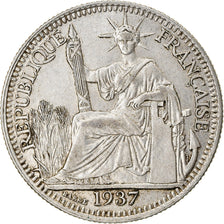 Munten, FRANS INDO-CHINA, 10 Cents, 1937, Paris, ZF+, Zilver, KM:16.2