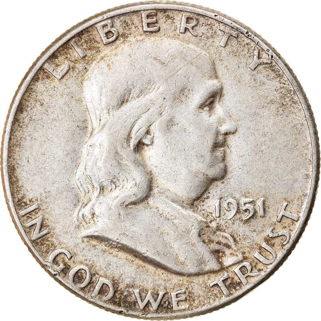Coin, United States, Franklin Half Dollar, Half Dollar, 1951, U.S. Mint