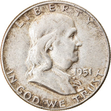 Coin, United States, Franklin Half Dollar, Half Dollar, 1951, U.S. Mint