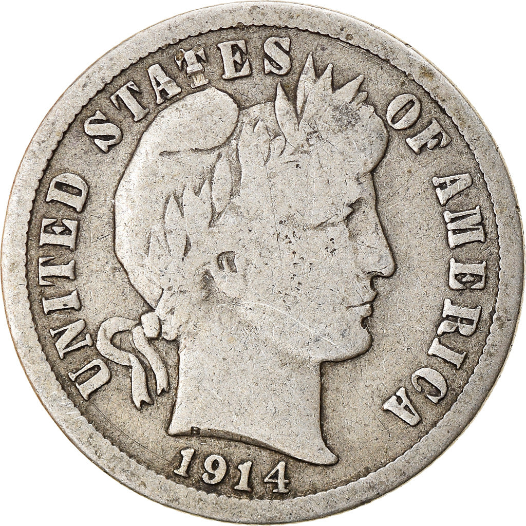Coin, United States, Barber Dime, Dime, 1914, U.S. Mint, San Francisco