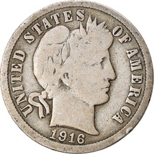 Coin, United States, Barber Dime, Dime, 1916, U.S. Mint, Philadelphia
