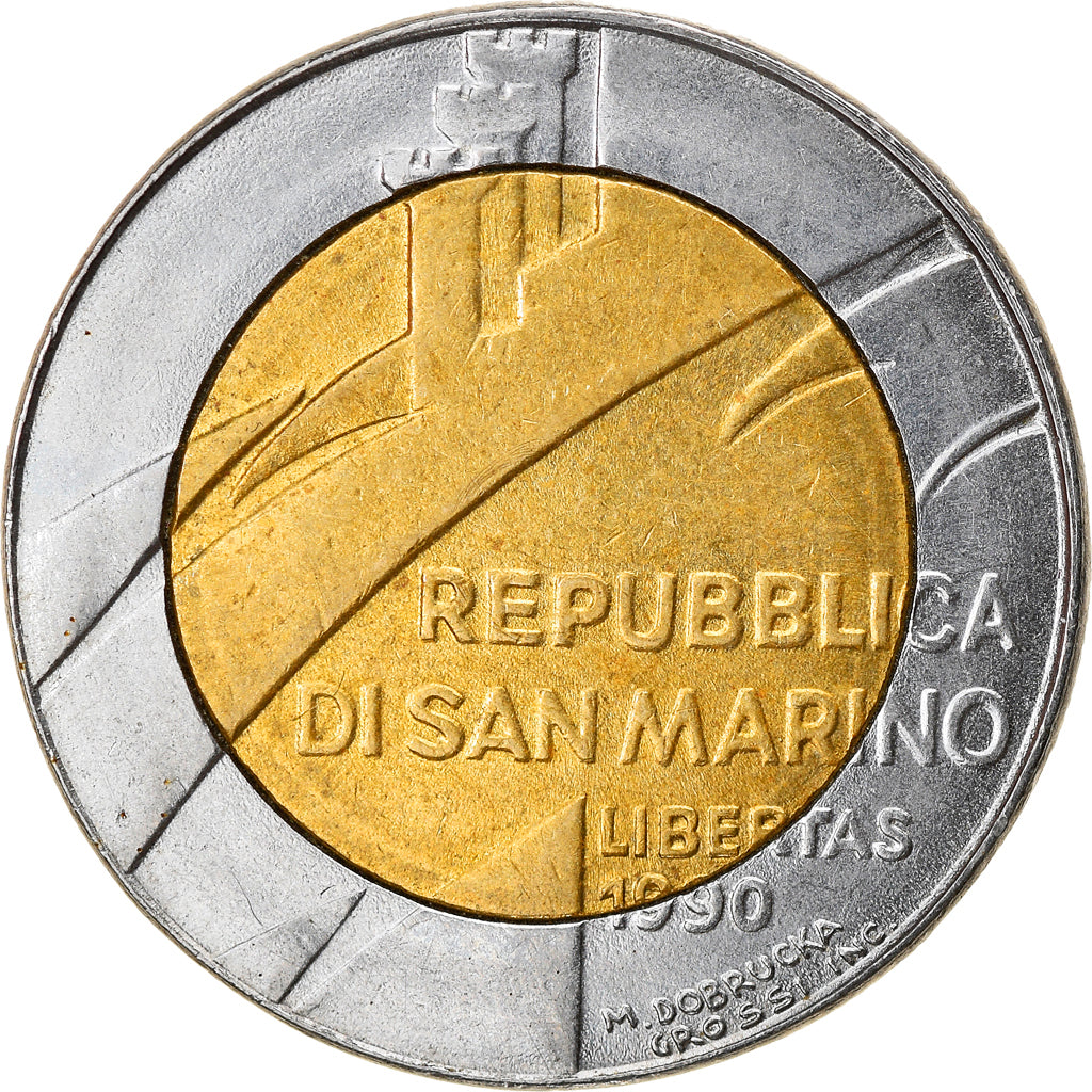 Munten, San Marino, 500 Lire, 1990, ZF, Bi-Metallic, KM:256