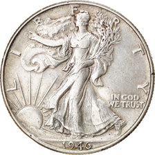 Coin, United States, Walking Liberty Half Dollar, Half Dollar, 1946, U.S. Mint
