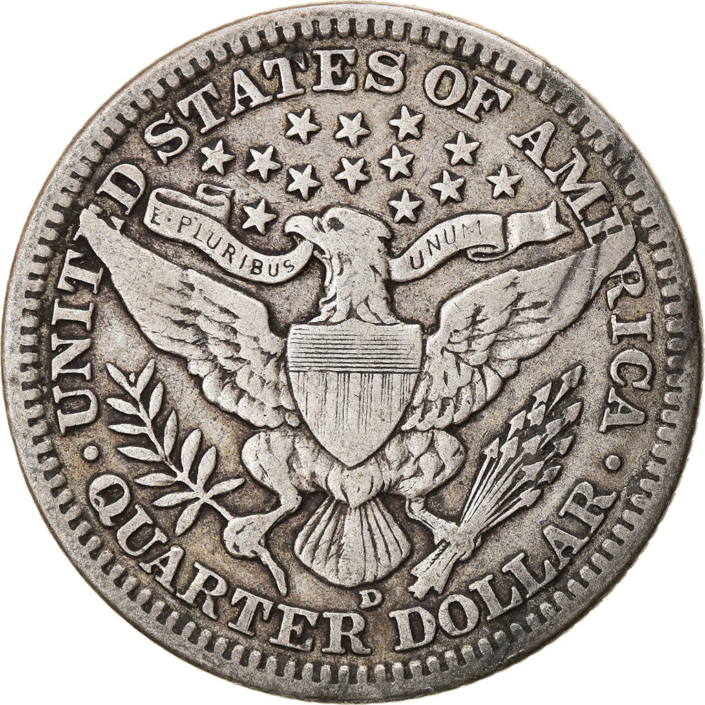 Coin, United States, Barber Quarter, Quarter, 1914, U.S. Mint, Denver