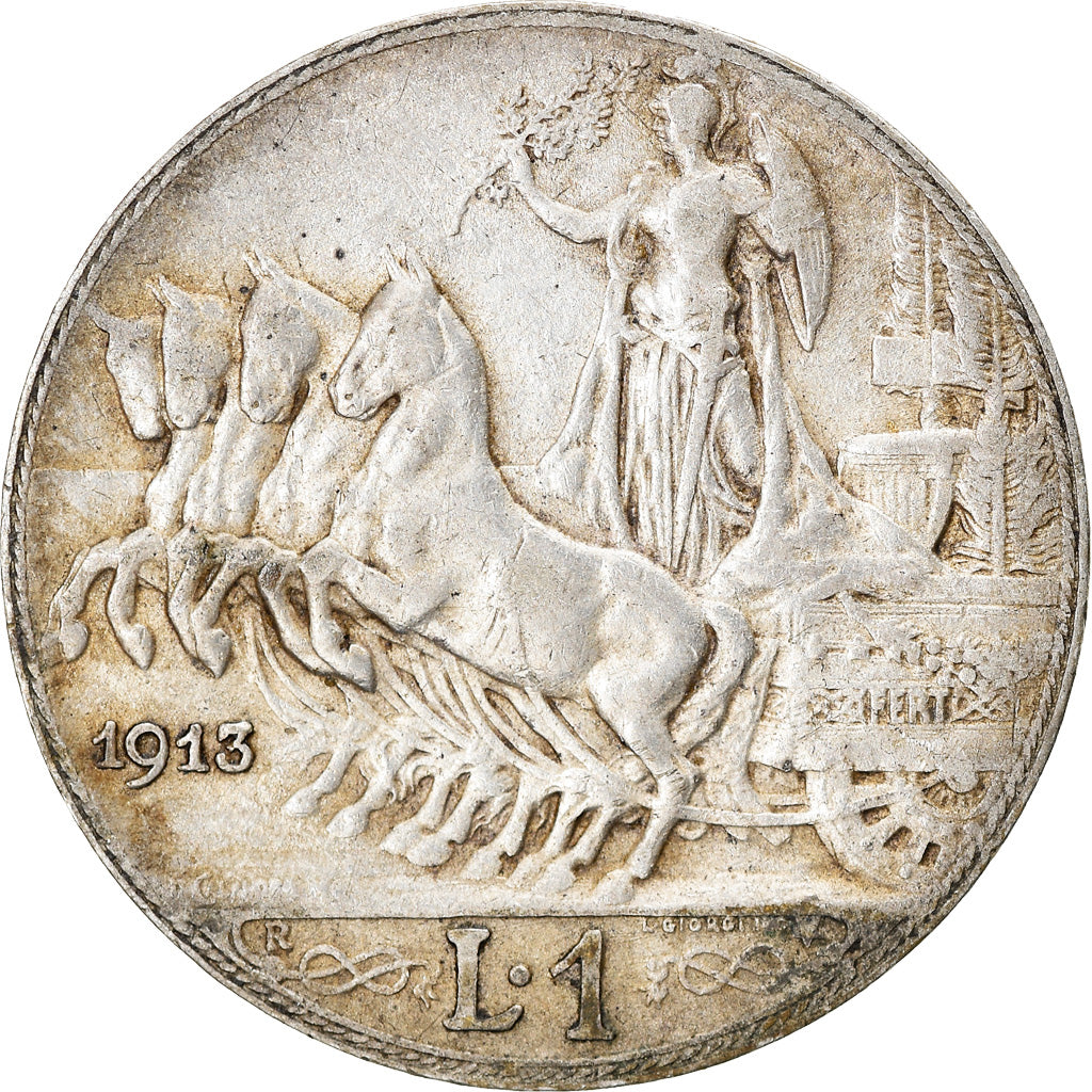 Coin, Italy, Vittorio Emanuele III, Lira, 1913, Rome, VF(30-35), Silver, KM:45