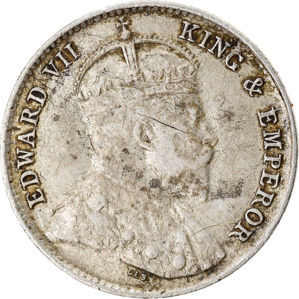Coin, Ceylon, Edward VII, 10 Cents, 1908, VF(30-35), Silver, KM:97