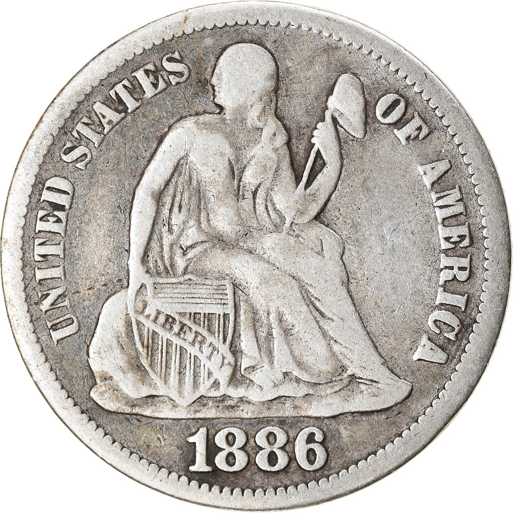 Coin, United States, Seated Liberty Dime, Dime, 1886, U.S. Mint, Philadelphia