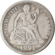 Coin, United States, Seated Liberty Dime, Dime, 1891, U.S. Mint, New Orleans