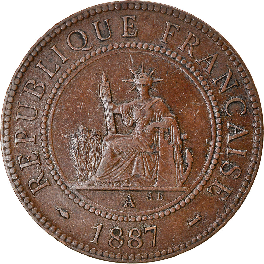 Monnaie, FRENCH INDO-CHINA, Cent, 1887, Paris, TTB, Bronze, KM:1, Lecompte:39