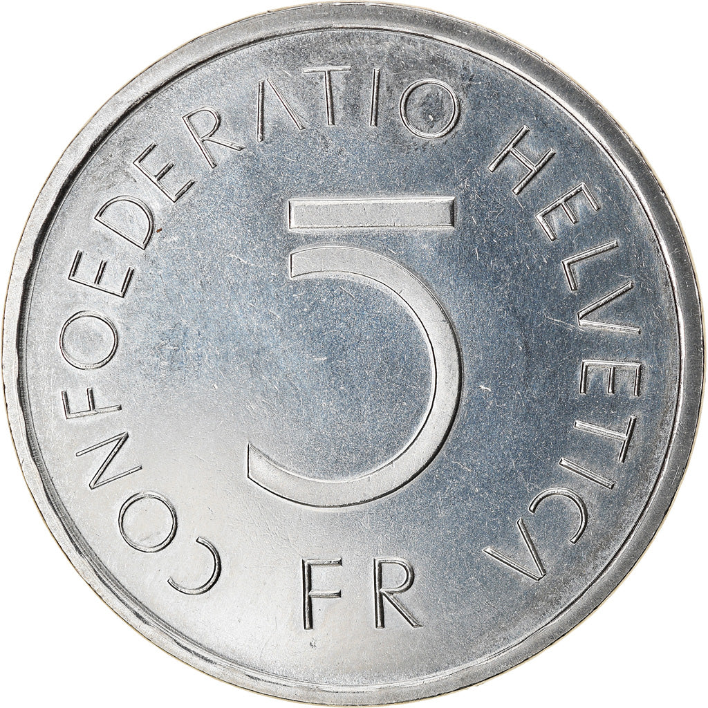 SWITZERLAND, 5 Francs, 1976, KM #54, MS(63), Copper-Nickel, 31.45, 13.21