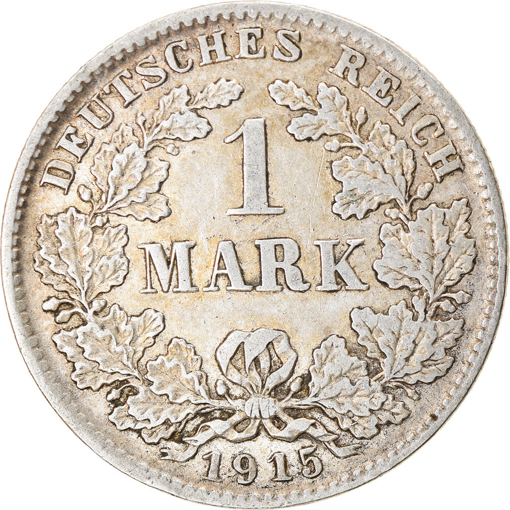 Coin, GERMANY - EMPIRE, Wilhelm II, Mark, 1915, Munich, EF(40-45), Silver, KM:14