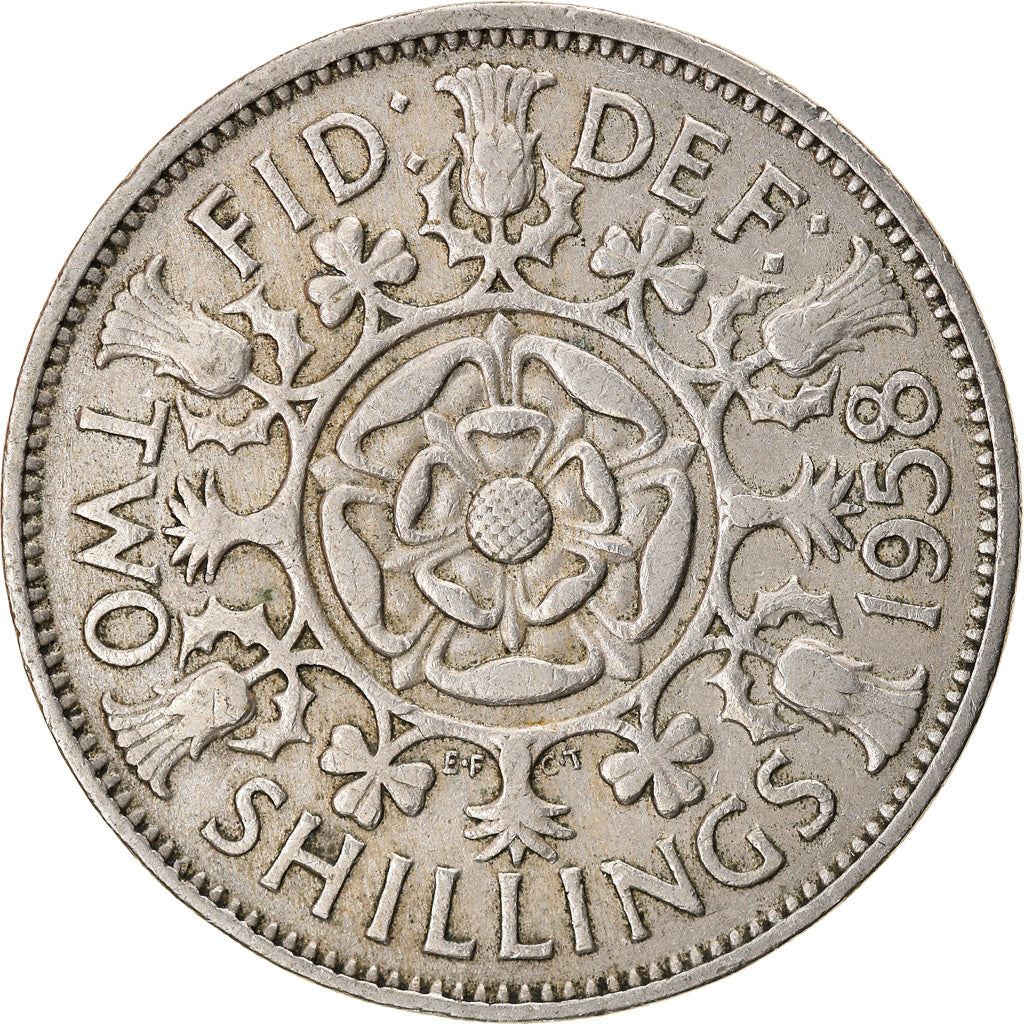 Coin, Great Britain, Elizabeth II, Florin, Two Shillings, 1958, EF(40-45)