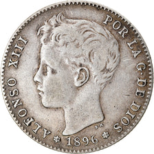 Coin, Spain, Alfonso XIII, Peseta, 1896, EF(40-45), Silver, KM:706