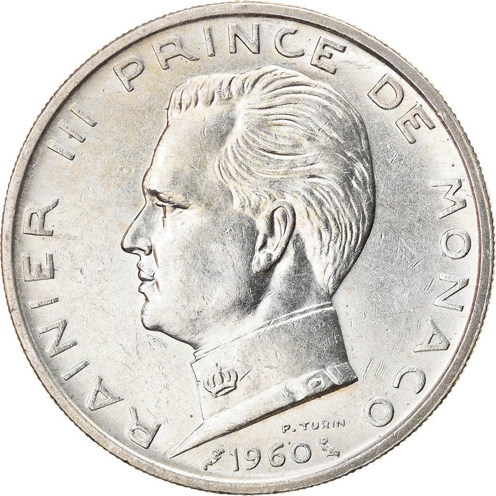 Coin, Monaco, Rainier III, 5 Francs, 1960, AU(50-53), Silver, KM:141