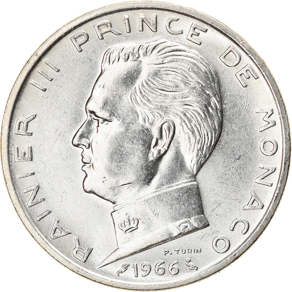 Coin, Monaco, Rainier III, 5 Francs, 1966, AU(50-53), Silver, KM:141